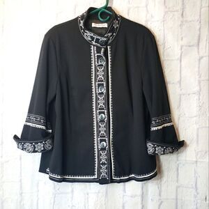LILY STANHOPE Button Front Embroidered Jacket